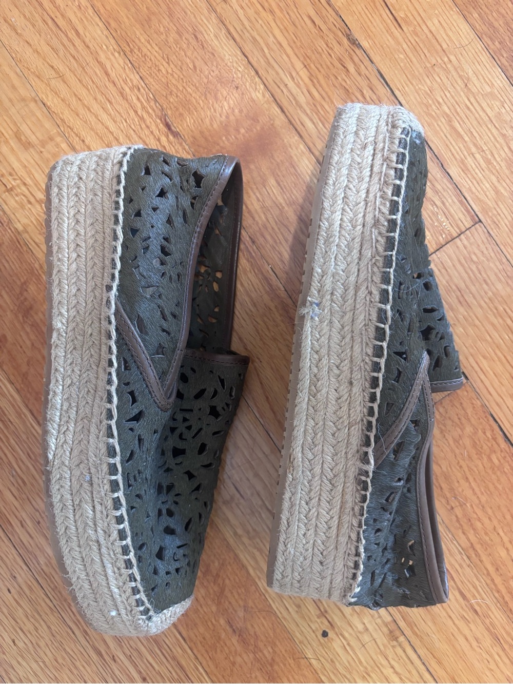 Tory Burch Womens Olive Green Espadrille Platform Slip-On Shoes - 8.5W